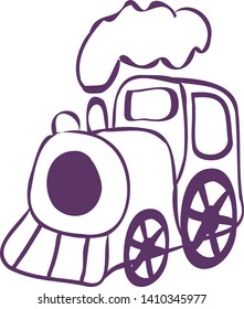 Toy Train Steam Engine Drawing Isolated Vector