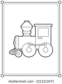 Tren de juguete adecuado para la ilustración vectorial de la página de coloreado infantil