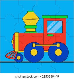 Toy train suitable for children's puzzle vector illustration