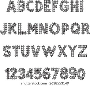 Toy Train Track typography font lettering ABC cartoon vector text