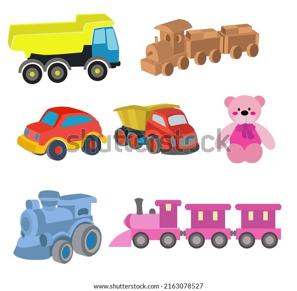 toy train truck teddy
bear wooden train