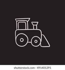Toy train vector sketch icon isolated on background. Hand drawn Toy train icon. Toy train sketch icon for infographic, website or app.