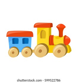 Toy Train With The Wagon Isolated.vector Illustration