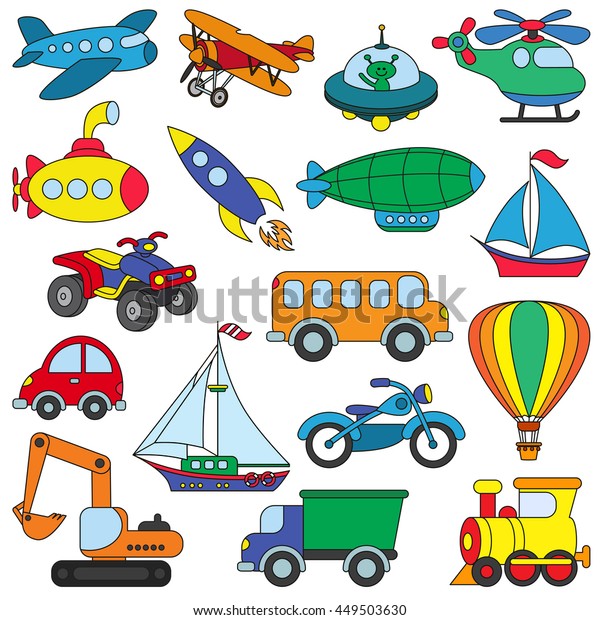 Toy Transport Set Vector Colorful Version Stock Vector (Royalty Free ...