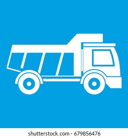 Toy truck icon white isolated on blue background vector illustration