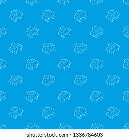 Toy truck pattern vector seamless blue repeat for any use