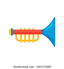 Toy trumpet icon. Flat illustration of toy trumpet vector icon for web design