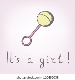 Toy, vector hand drawing postcard