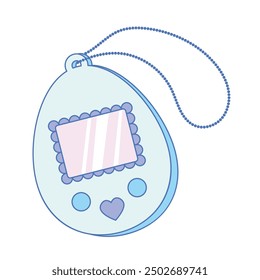 Toy vector illustration, mobile pocket game, digital pet for kids. Portable game for children from the 90s.