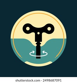 Toy Wind Up Key Icon, Windup Key Icon, Clock Vector Art Illustration