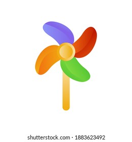 Toy windmill flat icon. game play for kids. Icon ready to use for website, mobile app, presentation and any other projects.