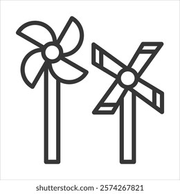 Toy Windmill Icon Vector Illustration Outline