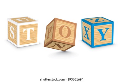 TOY written with alphabet blocks - vector illustration