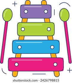 Toy xylophone icon. xylophone icon with colour

