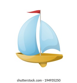 Toy yacht. Vector illustration.