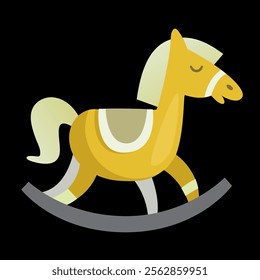 toy - yellow rocking horse vector illustration