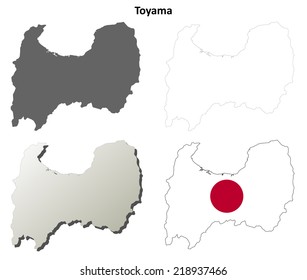 Toyama blank outline map set - vector version