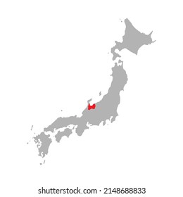 Toyama prefecture highlighted on the map of Japan