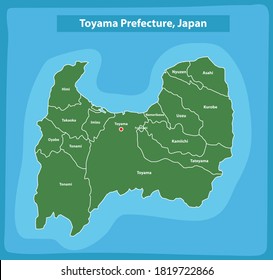 Toyama Prefecture and Region Japan Map