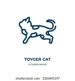 Toyger cat icon. Linear vector illustration from cat breed bodies collection. Outline toyger cat icon vector. Thin line symbol for use on web and mobile apps, logo, print media.