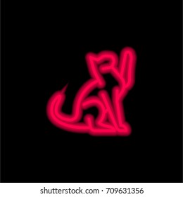 Toyger Cat red glowing neon ui ux icon. Glowing sign logo vector