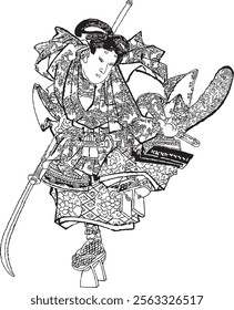 Toyokuni III's "Honcho Komeikan Ushiwakamaru" depicts the heroic youth of Yoshitsune with strength and grace. Detailed armor, sharp poses, and vivid colors highlight his bravery and dignity.
