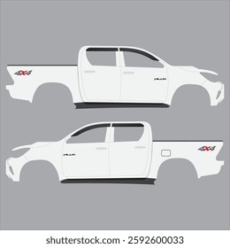toyota hilux g diesel 4x4 double cab side view vector