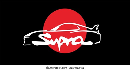 toyota supra design logo vector, the legend of jdm cars in japan, editable size and color