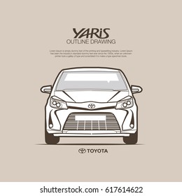 Esquema del vector de visión frontal de Toyota Yaris