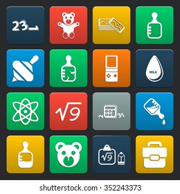 toys 16 icons universal set for web and mobile flat