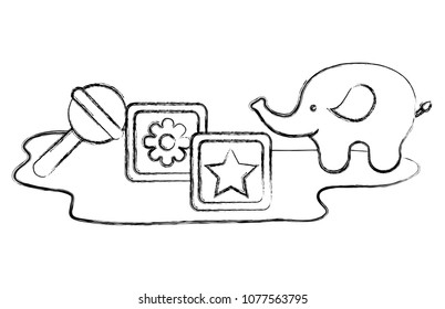 toys baby shower elephant cubes and rattle