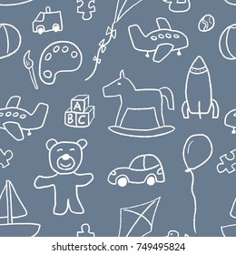 Toys background pattern - seamless doodle illustration vector.