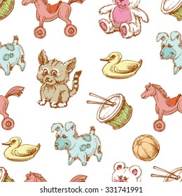 Toys background, seamless pattern for children