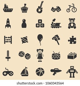 Spielzeug schwarze Symbole Set.Vector.