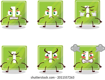 Toys block one cartoon character with various angry expressions. Vector illustration