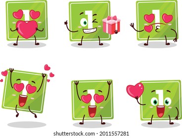 Toys block one cartoon character with love cute emoticon. Vector illustration