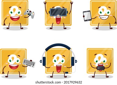 Toys block two cartoon character are playing games with various cute emoticons. Vector illustration
