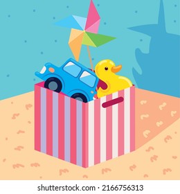toys box vector design blue background