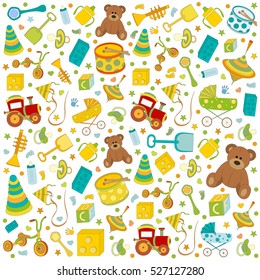 toys for boys and girls vector pattern