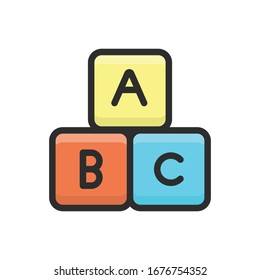 Toys Bricks vector filled color outline icon. 