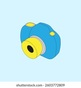 Toys camera vector illustration on blue background
