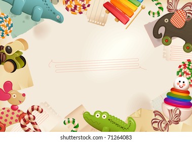 Toys, candy & childhood memories -  background
