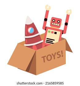 toys cardboard box icon isolated