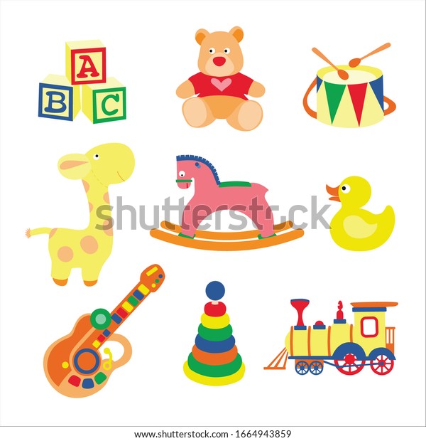 Toys cartoon vector hand drawn eps 10\
illustration isolated on white\
background.