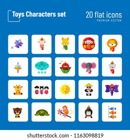 Toys characters icon set. Elephant, bear, penguin, fox. Cartoon concept. Can be used for topics like art, application, animation