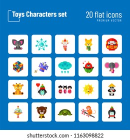 Toys characters icon set. Elephant, bear, penguin, fox. Cartoon concept. Can be used for topics like art, application, animation