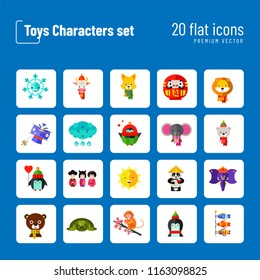 Toys characters icon set. Elephant, bear, penguin, fox. Cartoon concept. Can be used for topics like art, application, animation