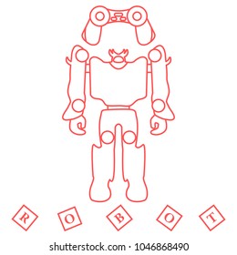 Toys for children: robot, remote control, cubes. Design for banner, poster or print.