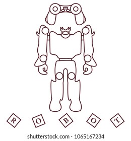 Toys for children: robot, remote control, cubes. Design for banner, poster or print.