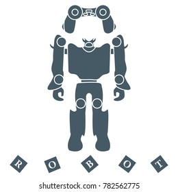 Toys for children: robot, remote control, cubes. Design for banner, poster or print.